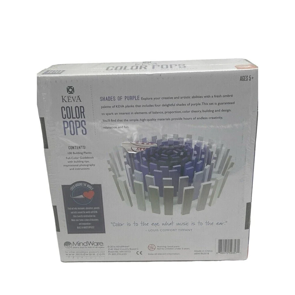KEVA Color Pops Wooden Building Planks 100 Pieces NEW SEALED Shades of Purple